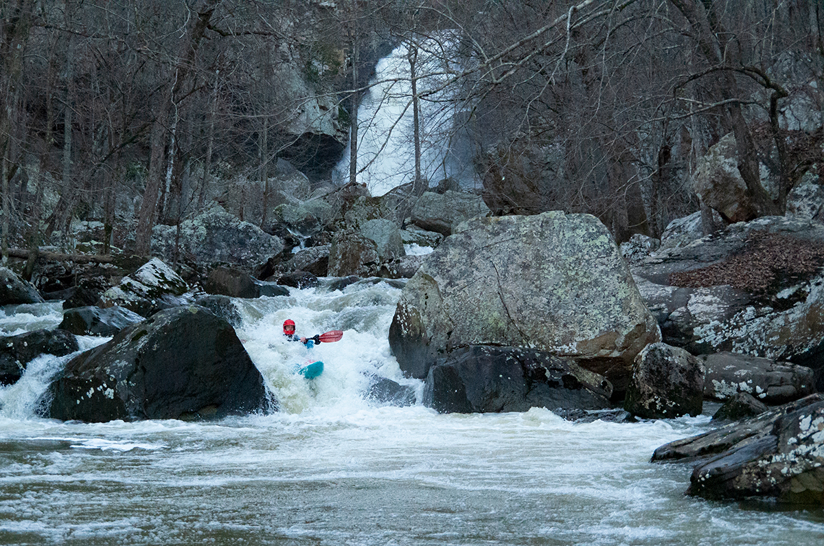 Another shot of the same rapid. The stuff upstream is steep and tight, we didn't have time to scout and run it on our trip. (Kellis Kincaid, January 2022)