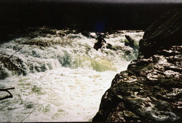 I think this is Shane Hulsey on a slide. We stopped here and scouted downstream. Next is...