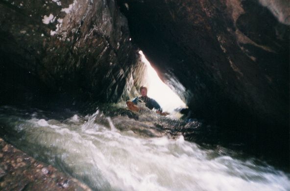Sloan traverses the infamous Coon Creek &#39;cave rapid&#39;
(photo courtesy Sloan Bryan)