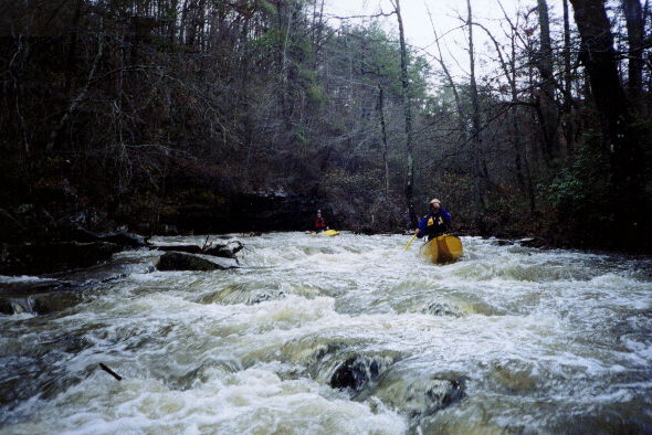 Dave Branham and
Gary Holder on a typical rapid upstream of the falls.