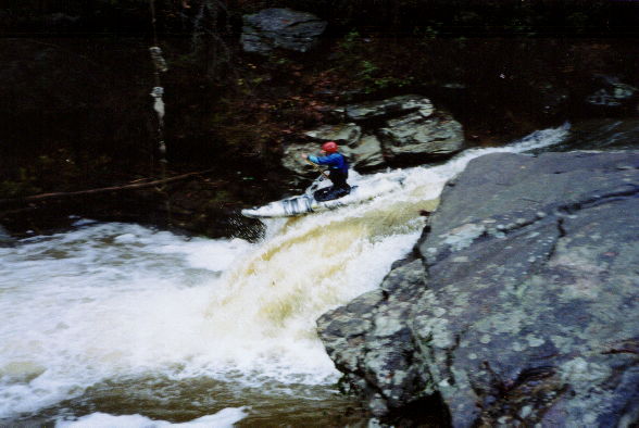 Mark D' tries for speed on the falls.&nbsp;
This hole could be very sticky at higher levels.