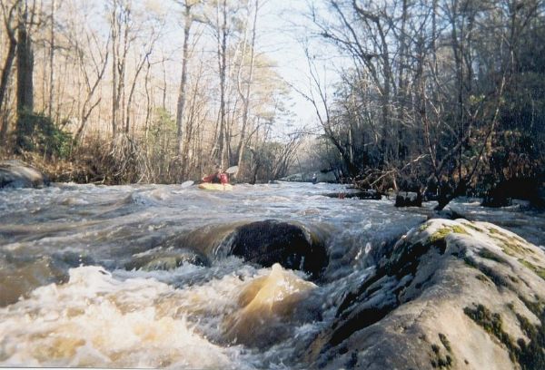 View back upstream.&nbsp; Josh Tidwell in front, Steve in the rear. 
(Brian McAnally photo courtesy Josh Tidwell)